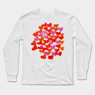 Watercolor melting hearts - orange and pink Long Sleeve T-Shirt